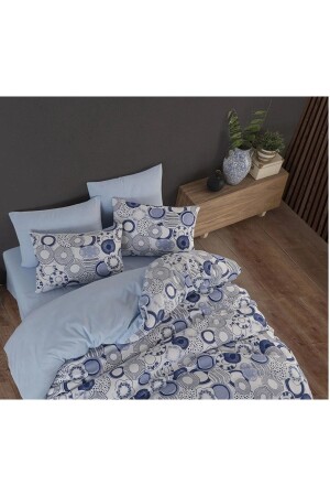 Ocean Double Sided Blue White Single Bed Sheet Cotton Duvet Cover Set NallsOkyanusNev - Nalls Home