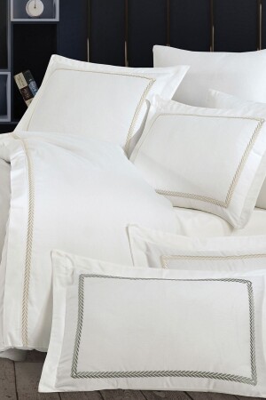 Olimpos Nakışlı Pamuk Saten Super King Size 6 Parça Nevresim Takımı NPT-NT-R-0226 - Nazik Home