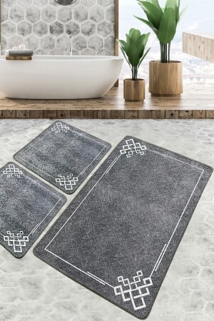 Olita Bathroom Rug Djt Set of 3 Bathroom Rug Mat Washable Non-Slip 8683264273506 - Chilai Home