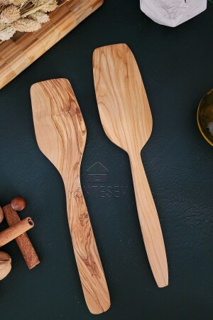 Olive Wood Wooden Wooden Spoon Spatula Set 2 Pieces (Olive Wood) Wooden Spoon ZYT04 - MONTESEV