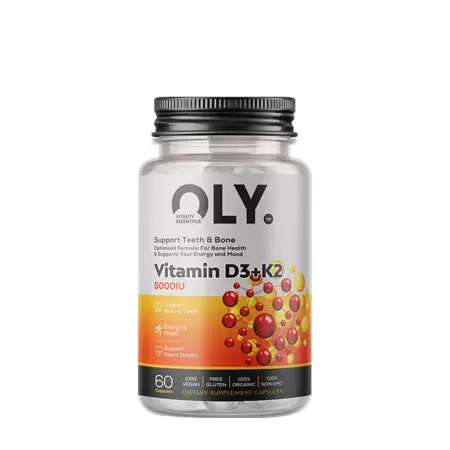 Oly Vitamin D3+K2 5000 IU (60 Capsules) - Oly
