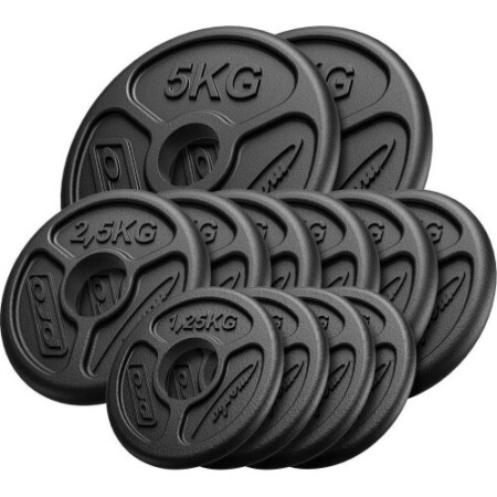 Olympic cast iron weight set Marbo, 30kg / 2x5kg + 6x2.5kg + 4x1.25kg - Marbo Sport