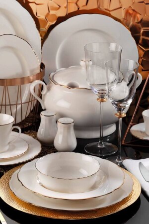 Olympos 83 Piece Dinner Set Gold Mesh Bnoly83yt120 BNOLY83YT120 - Kütahya Porselen