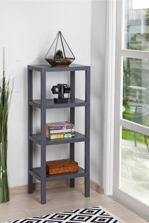 Ombeg Decorative 4 Layer Plastic Multi-Purpose Bathroom Organizer Flower Pot Bookshelf Anthracite 4layer ombeg - Omaş Household Product