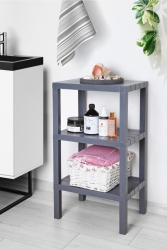 Ombeg Dekoratif (düz ) 3 Katlı Plastik Çok Amaçlı Banyo Düzenleyici Saksılık Kitaplık Antrasit 3katlıombeg - Omaş Household Product