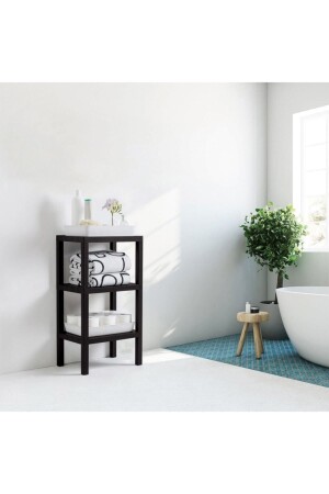 Ombeg Vesken (Plain) Decorative 3-Layer Plastic Multi-Purpose Bathroom Organizer Flower Pot Bookshelf Black 3-layer ombeg - Omaş Household Product