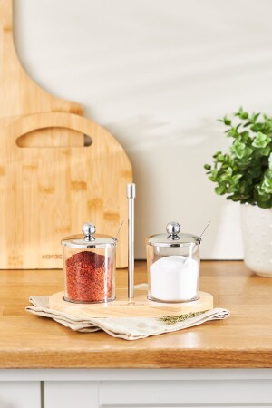 Omeda Glass Spice Set with 2 Spoons and Gift Tray 153. 03. 08. 4852 - Karaca