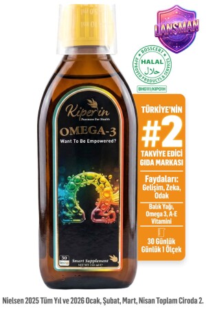 Omega 3 Balık Yağı | Her Yaş İçin | 620mg Omega 3, 310mg EPA, 195mg DHA | A & E Vitamini | 30 Günlük - Kiperin