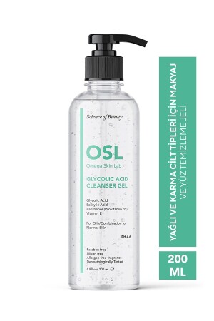 Omega Skin Lab Glycolic Cleanser Gel 200ml (CLEANING GEL FOR OILY AND COMBINATION SKIN) - OSL Omega Skin Lab