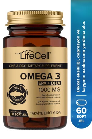 Omega3 Epa Dha 1000mg - 60 Pieces Soft Gel Fish Oil Support - Lifecell