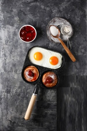 Omelettpfanne aus Gusseisen mit 3 Fächern – Crêpespfanne TYC00375083898 - YDGR