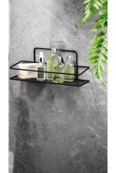 Ömür Boyu Paslanmaz Banyo Mutfak Rafı Şampuanlık Banyo Düzenleyici Siyah Tş-01 PRA-7061448-1269 - Sas Haus