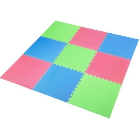 One Fitness MP-10 koruyucu mat, yeşil-mavi-kırmızı, 60 x 60 x 1 cm, 9 adet. - One Fitness