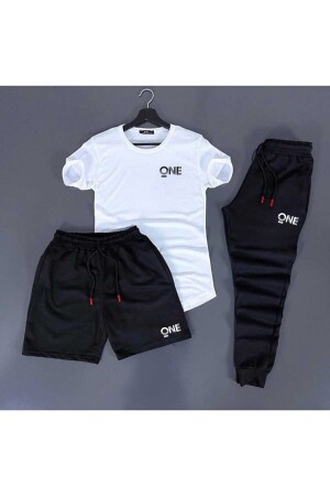 One Printed White-black Unisex Summer Tracksuit Combination - Fifty Color