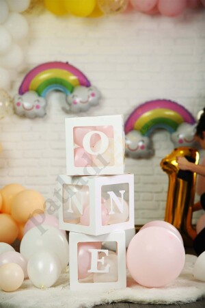 One Written White Box and Balloon Set - Patladı Gitti