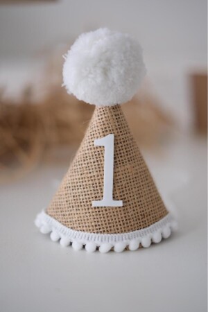 One Year Old Jute Fabric Natural Retro Hat - Partifabrik