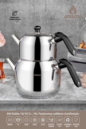 Opal Large Size Stainless Steel Teapot Suitable for All Stoves Opa-6978 - Amboss