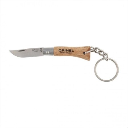 Opinel No.2 model cep bıçağı, kayın ağacı saplı ve anahtarlıklı. - Opinel