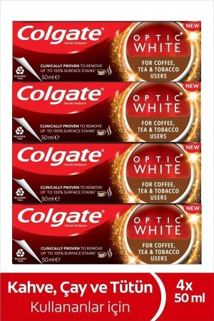 Optic White Toothpaste for Coffee-Tea and Tobacco Users 50 ml X4 Pieces - Colgate