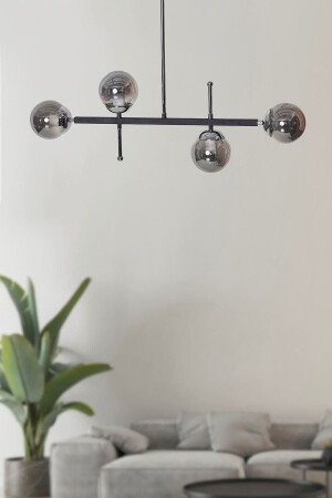 Optical 4-Piece Chrome Black Metal Body Smoked Glass Design Luxury Pendant Lamp Chandelier LZRNAVZ21 - Luzarana