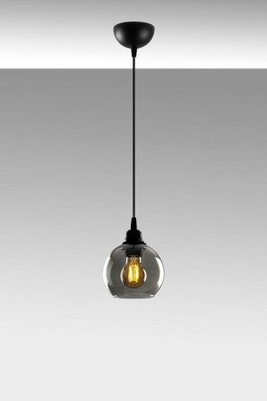 Opvik Special Design Living Room - Kitchen - Bedroom Black Color Smoked Glass Pendant Lamp Single Chandelier (15CM DIAMETER) TYC00395727002 - Modavize