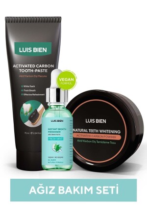 Oral Care Set (Activated Carbon Tooth Powder + Activated Carbon Toothpaste + Mint Mouth Care Water) - Luis Bien