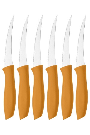 Orange Colored 6 Pieces Laser Cut Serrated Medium Size Fruit and Vegetable Knife - Kitchen Design Lab