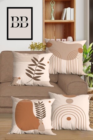 Orange Design Double Sided Printed Decorative Set of 4 Sofa Pillow Cases and Cushion Covers - Belle Benoit