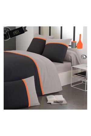 Orange Gray Navy Blue King Size Cotton Satin Duvet Cover Set BBOY - METİNEV