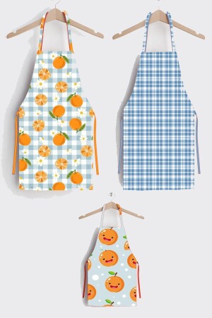Orange Pattern Triple Family Stain-Repellent Fabric Kitchen Apron AYSO0209 - AYSHOME