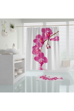 Orchid Flower Patterned Digital Printed Fading Waterproof Polyester Fabric Bathroom Curtain Orchid 180x200 - Tropikhome