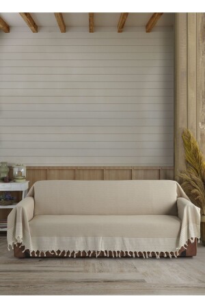 Organic Buldan Cloth Covering Beige Arms Large Size 180 X 300 Cm Armchair Sofa Sofa Bed Cover Cotton - Lux Touch