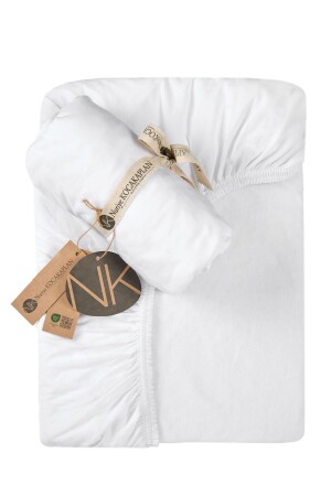 Organic Cotton Combed White Elastic Baby Kids Bedsheet - 60x120cm - Nuriye Kocakaplan