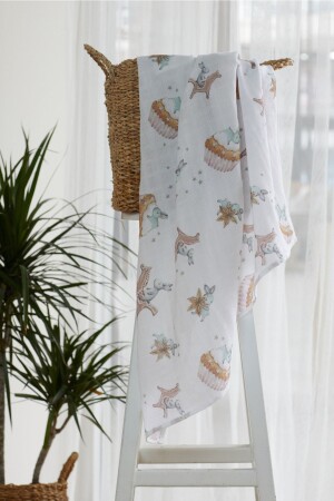 Organic Cotton Double Layer Checked Muslin Blanket - Cake And Rabbit Theme AKM2 - arbababy