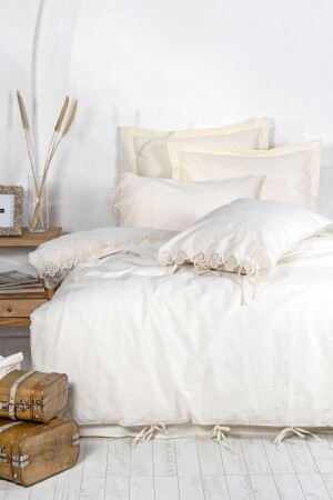 Organic Cotton Guipure Extra Large Duvet Cover Set - Amanda Amanda Cream XL - Ecocotton