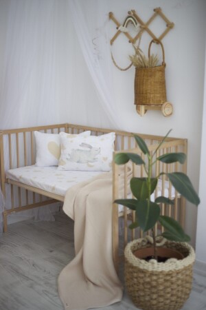 ORGANIC MUSLIN PICKLE AND COTTON SATIN BABY DUVET COVER - HEART AND RABBIT THEMED ANP - arbababy