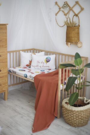 ORGANIC MUSLIN PIXEL AND COTTON SATIN BABY DUVET COVER - FOX AND BALLOON THEMED ANP - arbababy