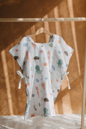 Organic Muslin Poncho Sea Creatures MYB0037 - Meymen Baby