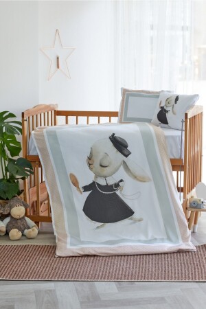 Organic Printed Cotton Satin Baby Duvet Cover Set - Pink Rabbit Theme ANDC21002 - arbababy