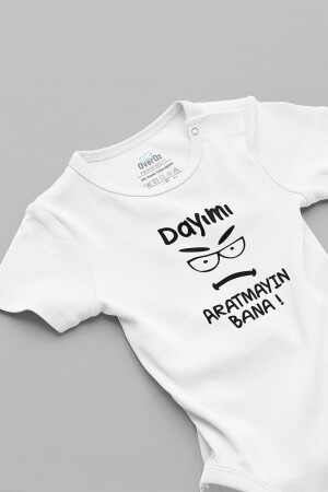 Organik %100 Pamuk Dayımı Aratmayın Bana Yazılı Bebek Body Dayı Bebek Badi Çıtçıtlı Zıbın 5749 - Overoz