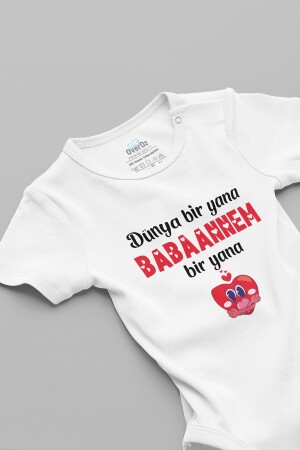 Organik %100 Pamuk Dünya Bir Yana Babaannem Biryana Yazılı Bebek Body Bebek Badi Çıtçıtlı Zıbın 5721 - Overoz