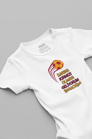 Organik %100 Pamuk Galatasaray Baskılı Yazılı Bebek Body Bebek Badi Çıtçıtlı Zıbın 5733 - Overoz