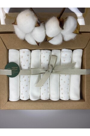 MNZ-Organic Baby Newborn 7 Pack mouth wipes 100% قطن Msl00011-9083 - Caramell
