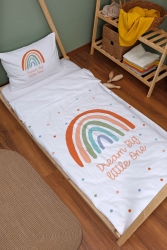 Organik Montessori Nevresim Takımı (100X200) - Vibe Serisi - Vintage Gökkuşağı ETNMN1STVB019 - Tuğba Kuğu