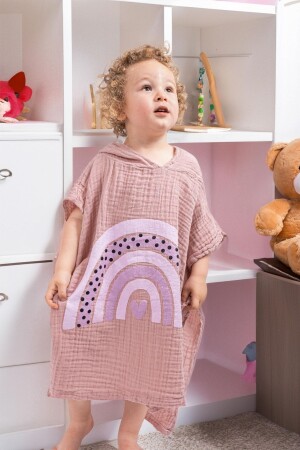 Organik Müslin Pembe Panço Bebek Çocuk Plaj Panço - Mariva Home
