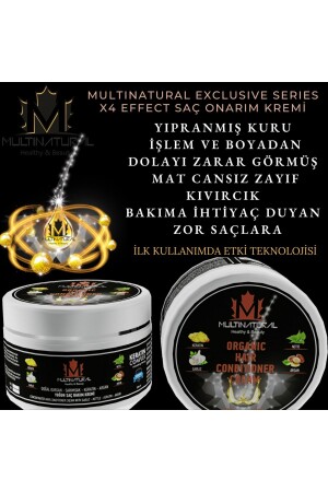 Organik Onarıcı Saç Kremi 4 Güçlü Etki Keratin xl Hissi 300 ml - Multinatural