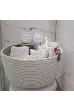 Organizer Basket 20 Cm Diameter 12 Cm Height Beyazspt - Hediyeninellitonu