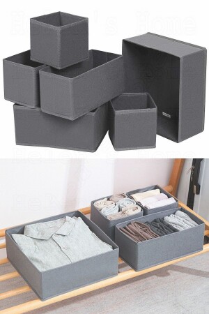 Organizer-Set mit 8 Schubladen, Anthrazit - Helen's Home