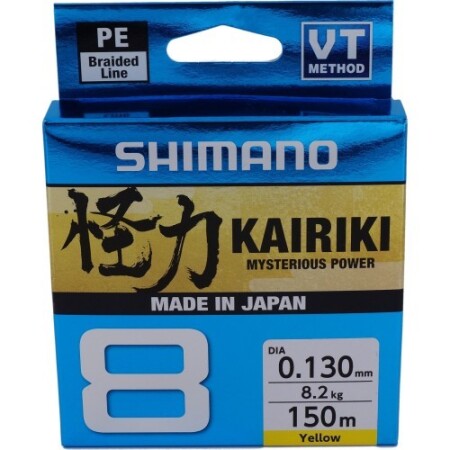 Örgülü misina Shimano Kairiki 8, 150m, 0.16mm, 10.3kg, sarı - Shimano