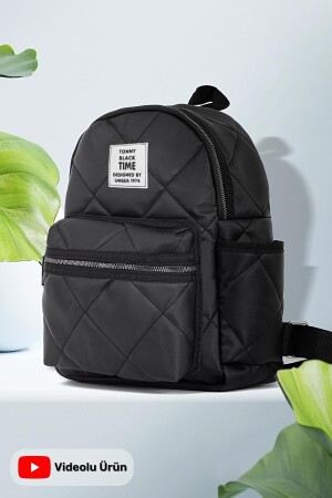 Original Damen-Rucksack mit großem Volumen, Komfortmodell, 4 Fächer, für Reisen, Schule, Sport, Alltag - Tonny Black